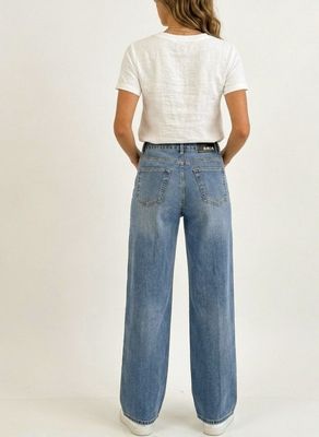 Firm denim palazzo jeans