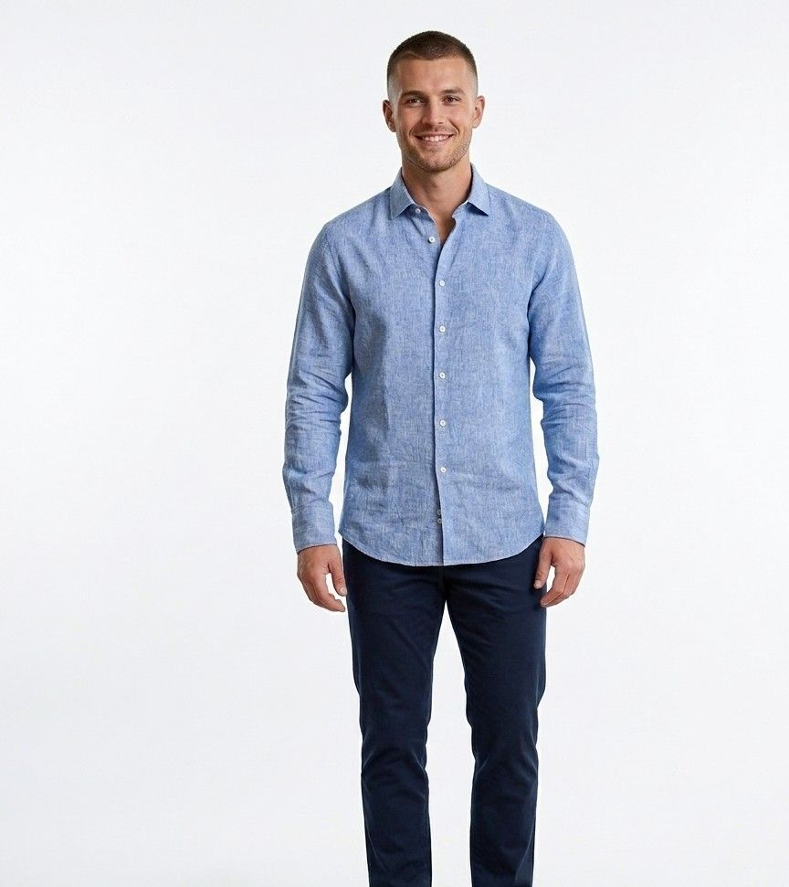 ​Slim-fit linen blend shirt