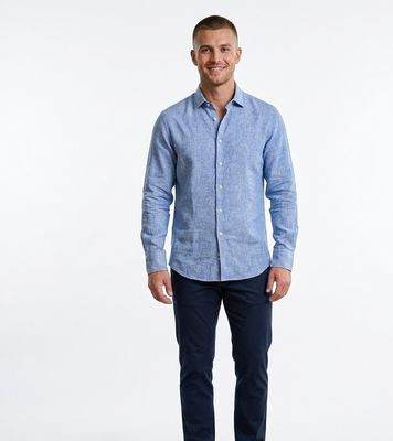 ​Slim-fit linen blend shirt