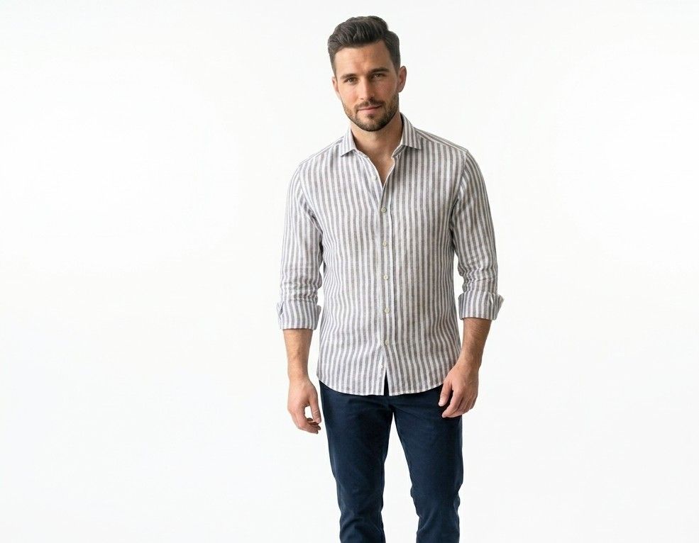 Striped linen blend shirt