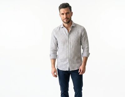 Striped linen blend shirt
