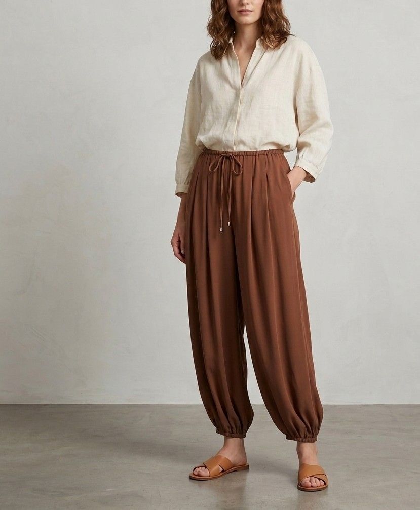 ​Flowing pants with double pleats