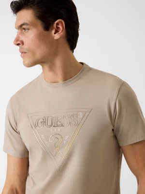 T-shirt with embossed triangle logo.