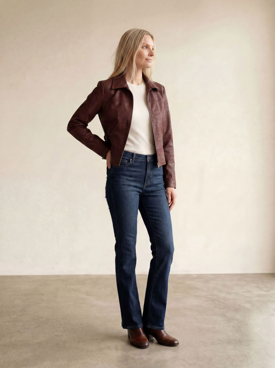 Faux leather jacket with a collar