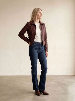 Faux leather jacket with a collar