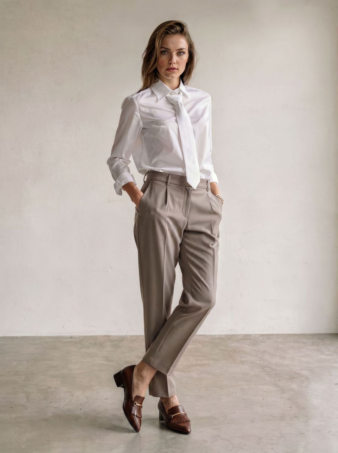 Poplin shirt with tie