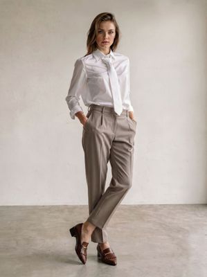 Poplin shirt with tie