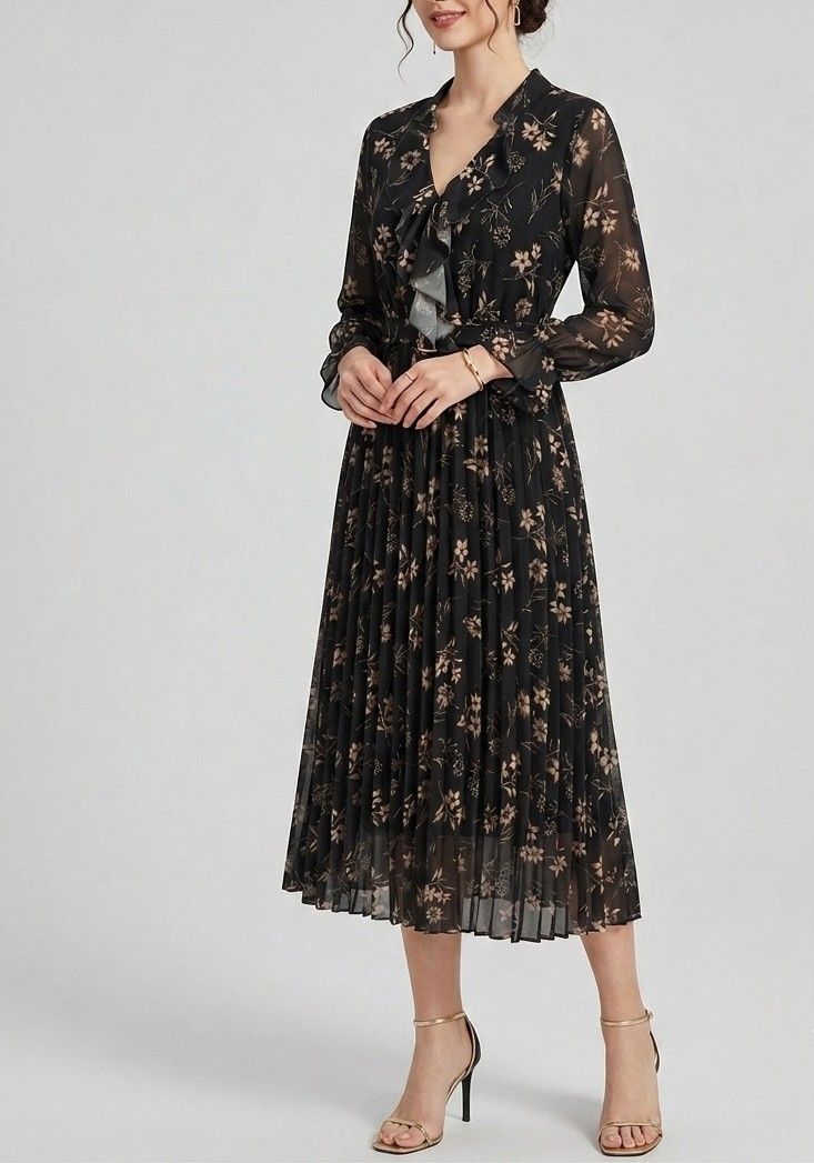 Pleated midi dress