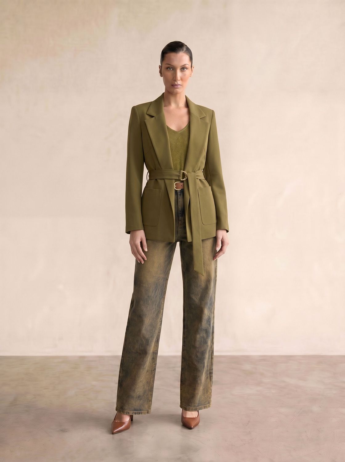 ​Regular-fit jacket with belt