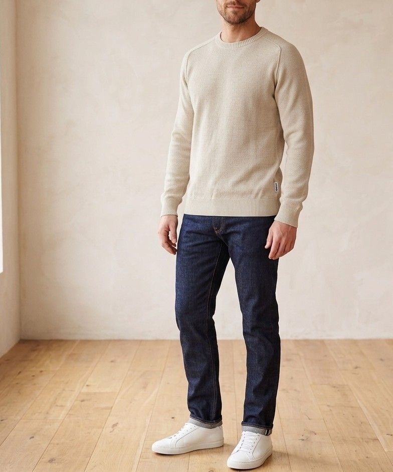 Crew-neck seed stitch sweater