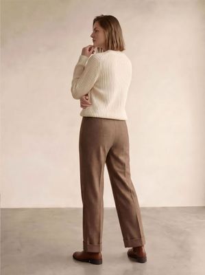 ​Textured trousers with cuffs