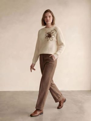​Textured trousers with cuffs