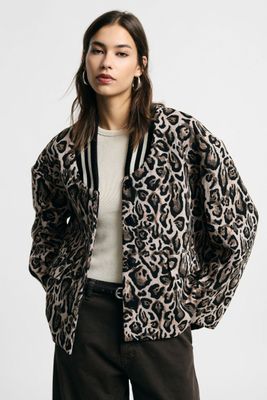 ​Oversized jacket in animal-print jacquard