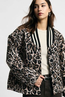 ​Oversized jacket in animal-print jacquard