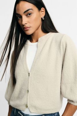 ​Cropped angora-blend cardigan