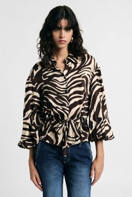 Satin animalier print shirt