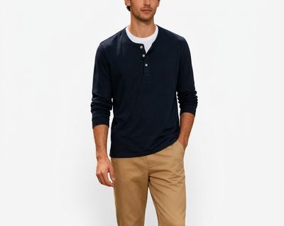 Cotton long-sleeve Henley shirt Cotton long-sleeve Henley shirt