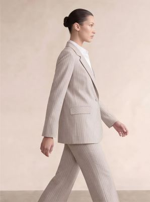 ​Oversized pinstriped twill jacket