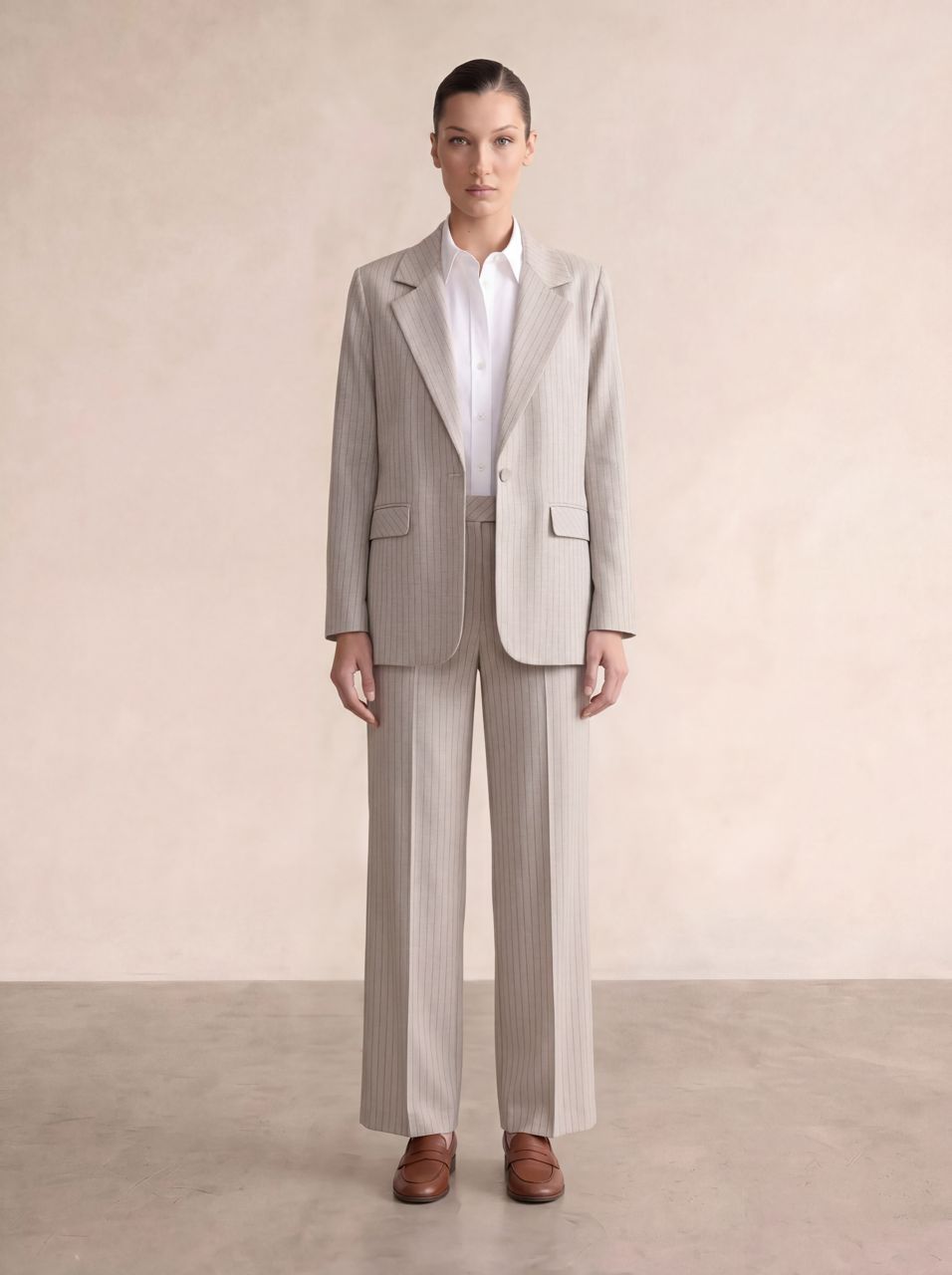 ​Oversized pinstriped twill jacket