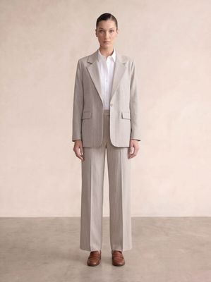 ​Oversized pinstriped twill jacket