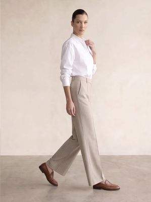 Wide-leg pinstriped pants