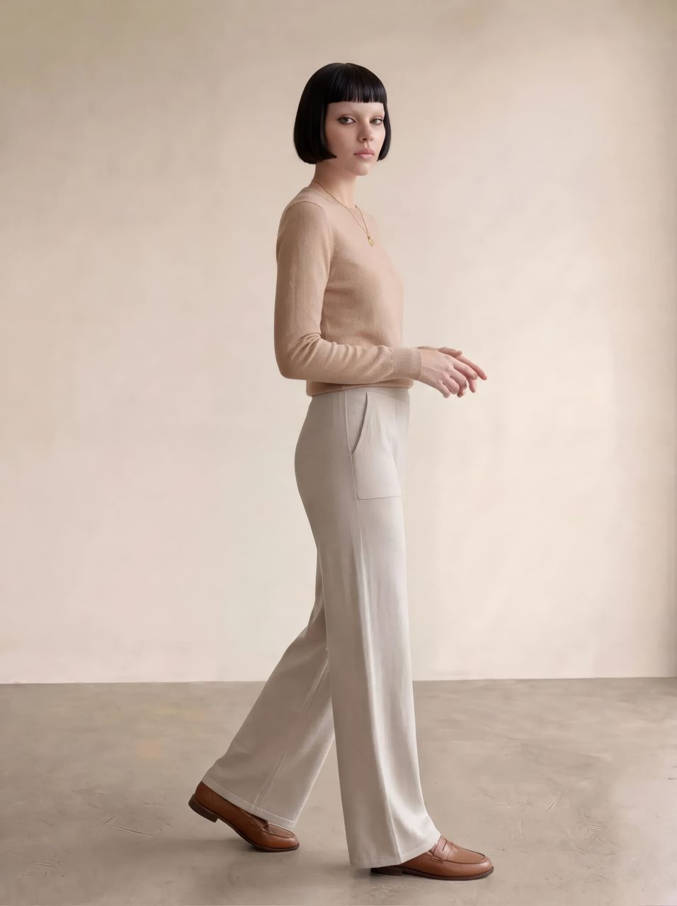 Soft-touch knit flared pants