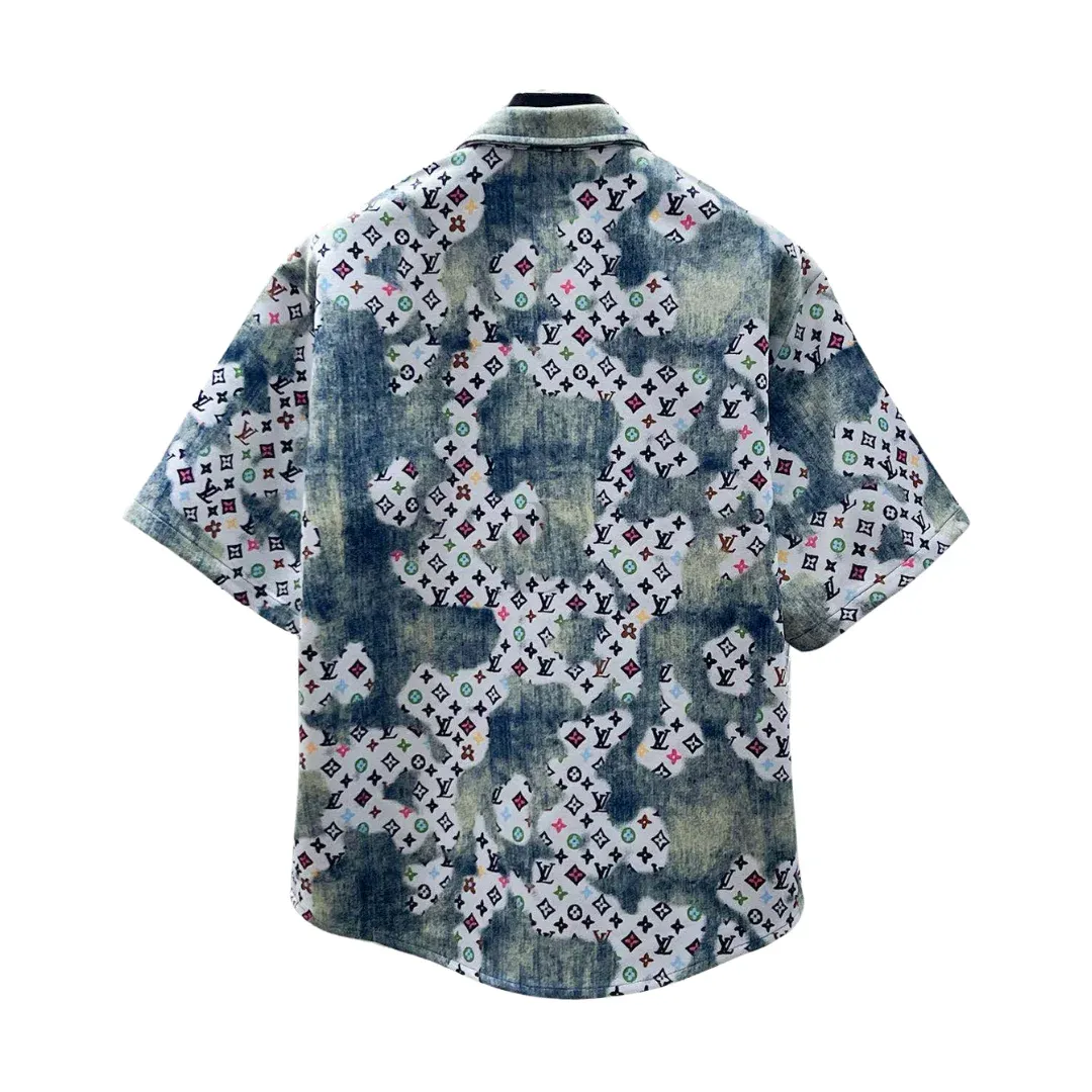 Louis Vuitton Rainbow Denim Short-Sleeve Shirt