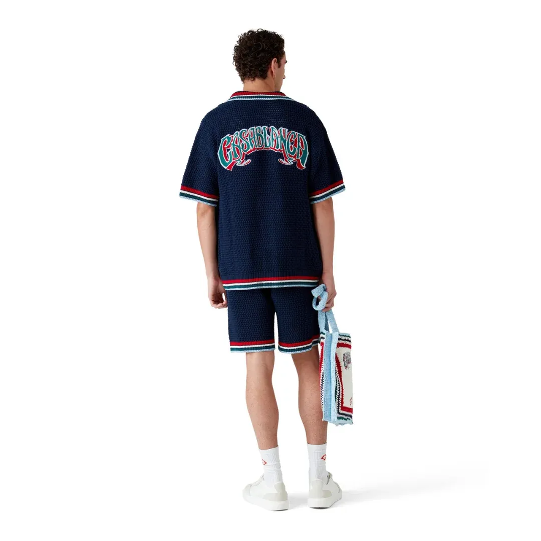 Casablanca Crochet Shirt &amp; Shorts Matching Set