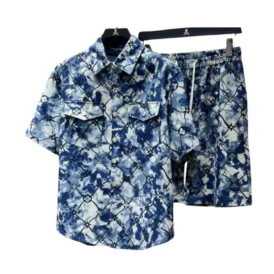Louis Vuitton Denim Shirt &amp; Shorts Matching Set