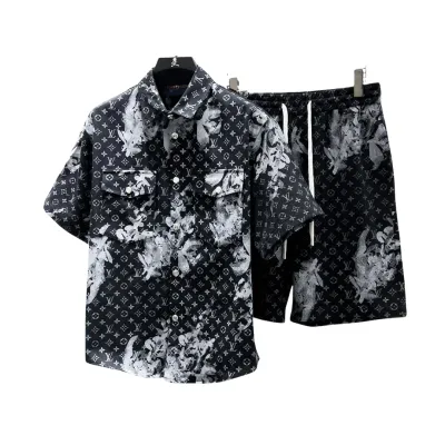 Louis Vuitton Denim Shirt &amp; Shorts Matching Set