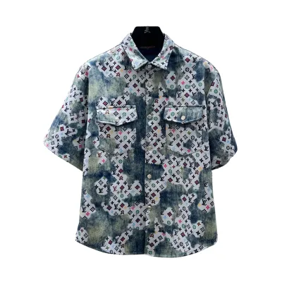 Louis Vuitton Rainbow Denim Short-Sleeve Shirt