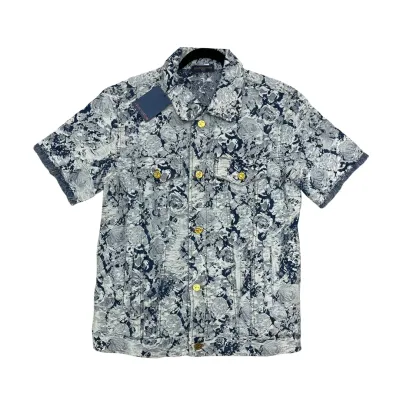 Louis Vuitton Distressed Denim Short-Sleeve Shirt
