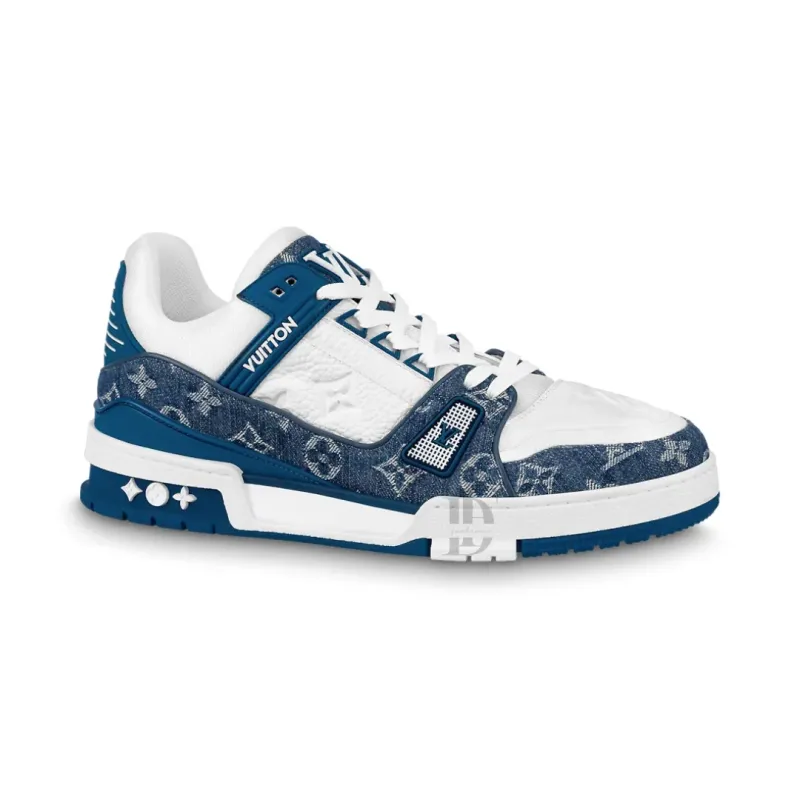 Louis Vuitton Trainer Sneaker – Blue &amp; White Monogram