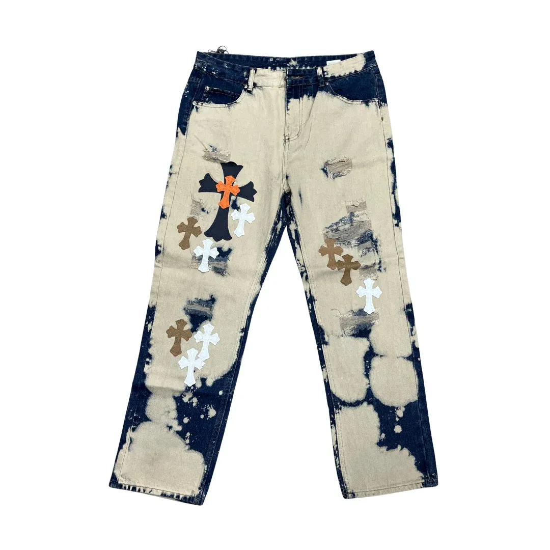 Chrome Hearts Patch Bleached Straight Jeans