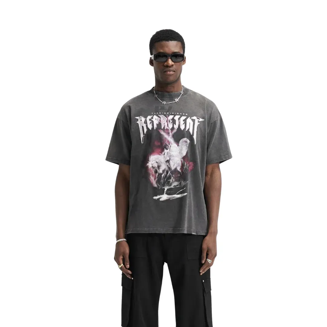 Represent Graphic T-Shirt – Washed Black