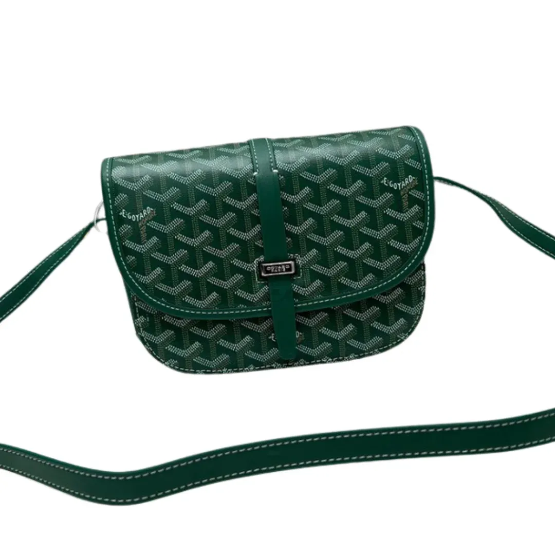 Goyard Belvedere bag in green Goyardine coated canvas