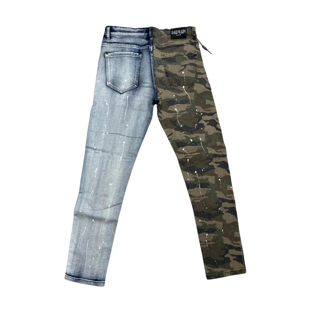 Balmain Split Camo Skinny Jeans