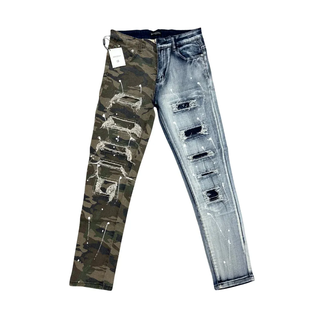 Balmain Split Camo Skinny Jeans