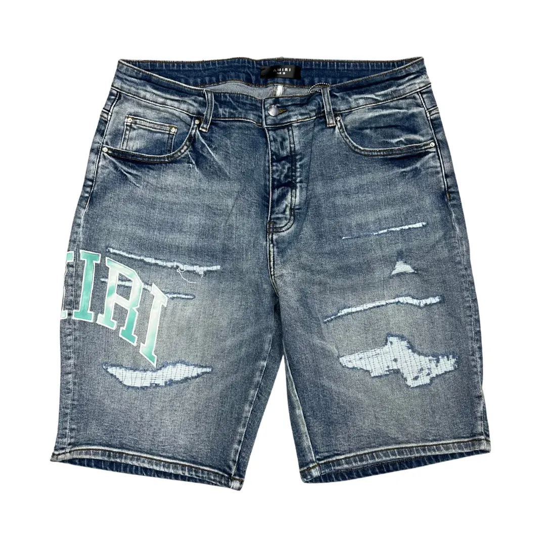 Amiri Embroidered Patch Denim Shorts