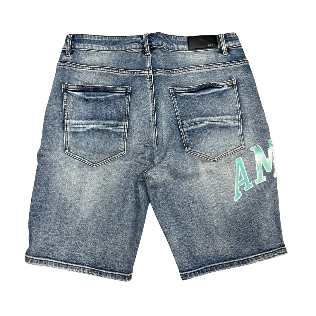 Amiri Embroidered Patch Denim Shorts