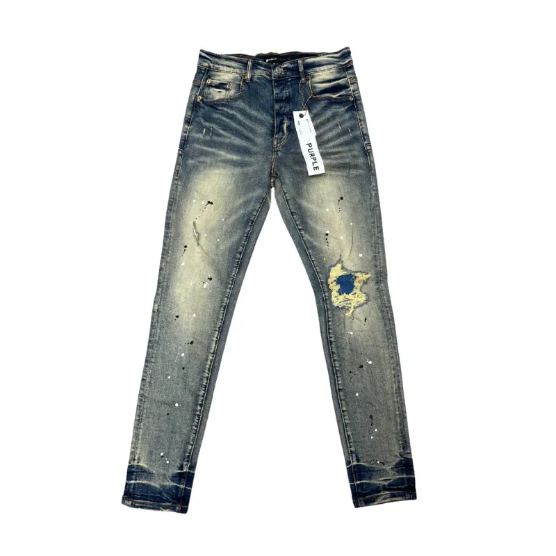 Purple Brand P001 Paint Splatter Slim Jeans