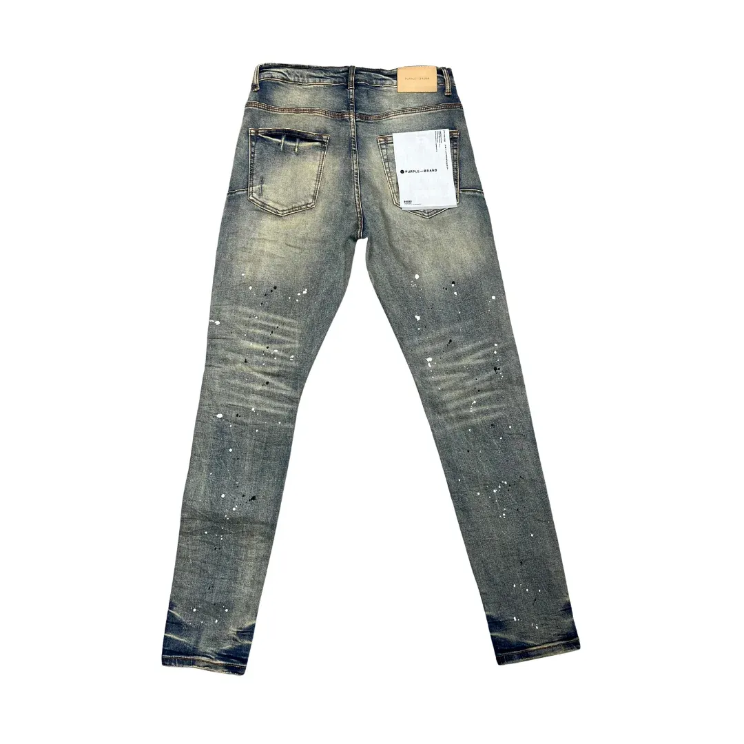 Purple Brand P001 Paint Splatter Slim Jeans