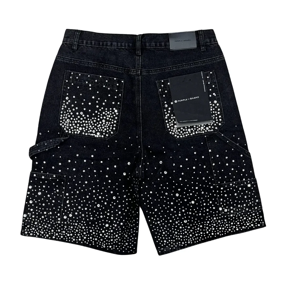 Purple Brand Rhinestone Denim Shorts
