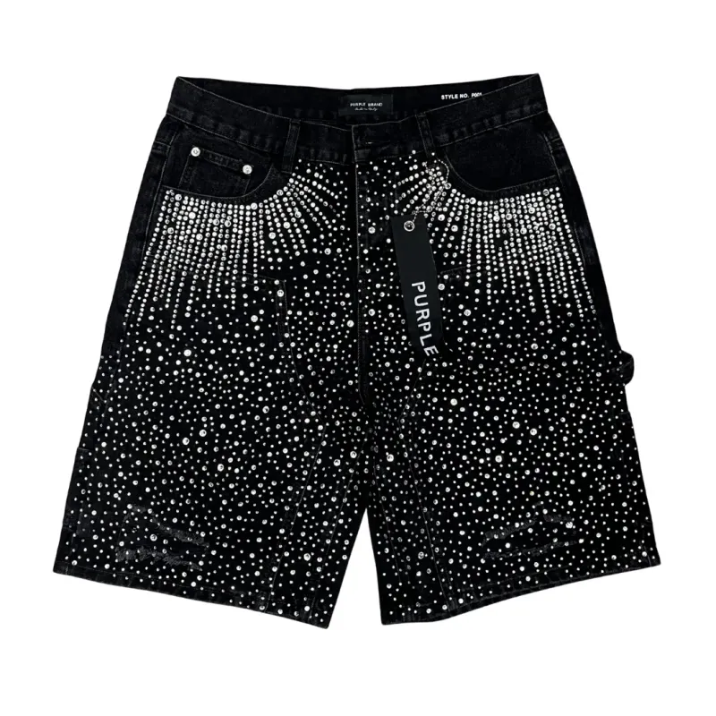Purple Brand Rhinestone Denim Shorts