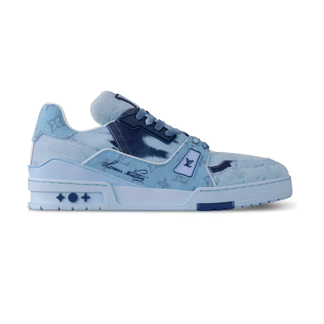 Louis Vuitton LV Trainer - Blue Bleached Monogram Denim