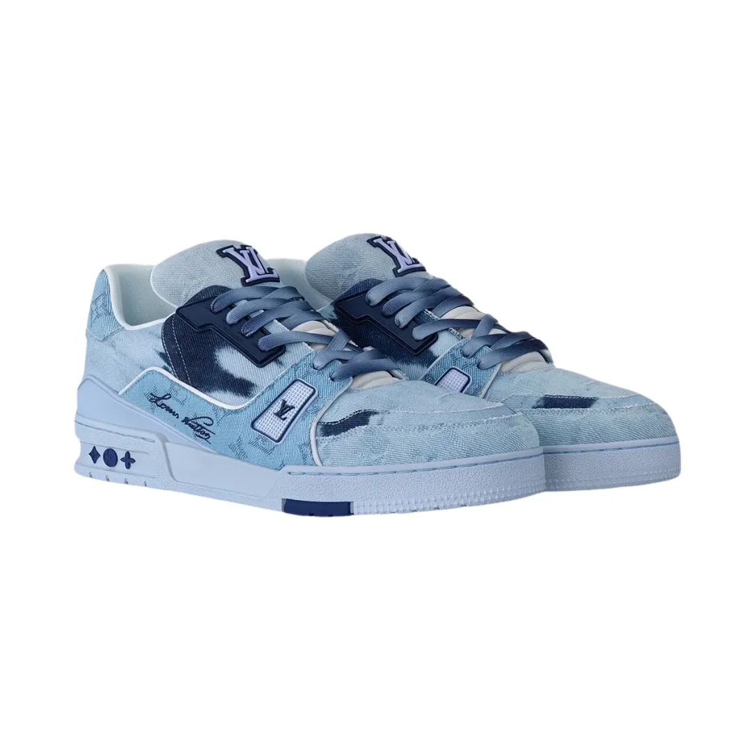 Louis Vuitton LV Trainer - Blue Bleached Monogram Denim