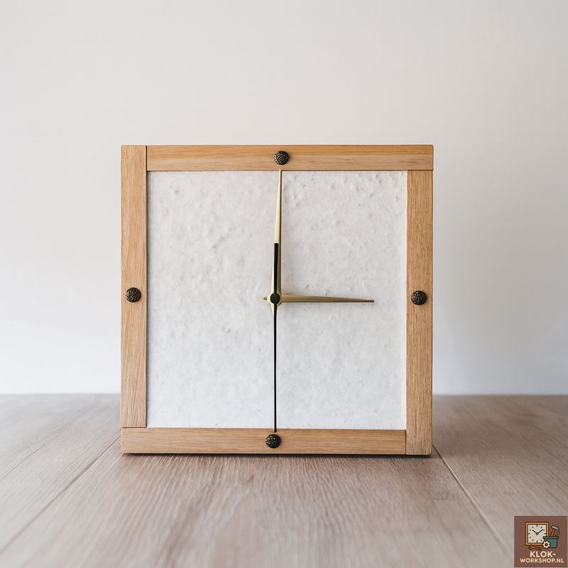 DIY-klokpakket: Hout & Wit-beton, gouden & zwarte wijzers