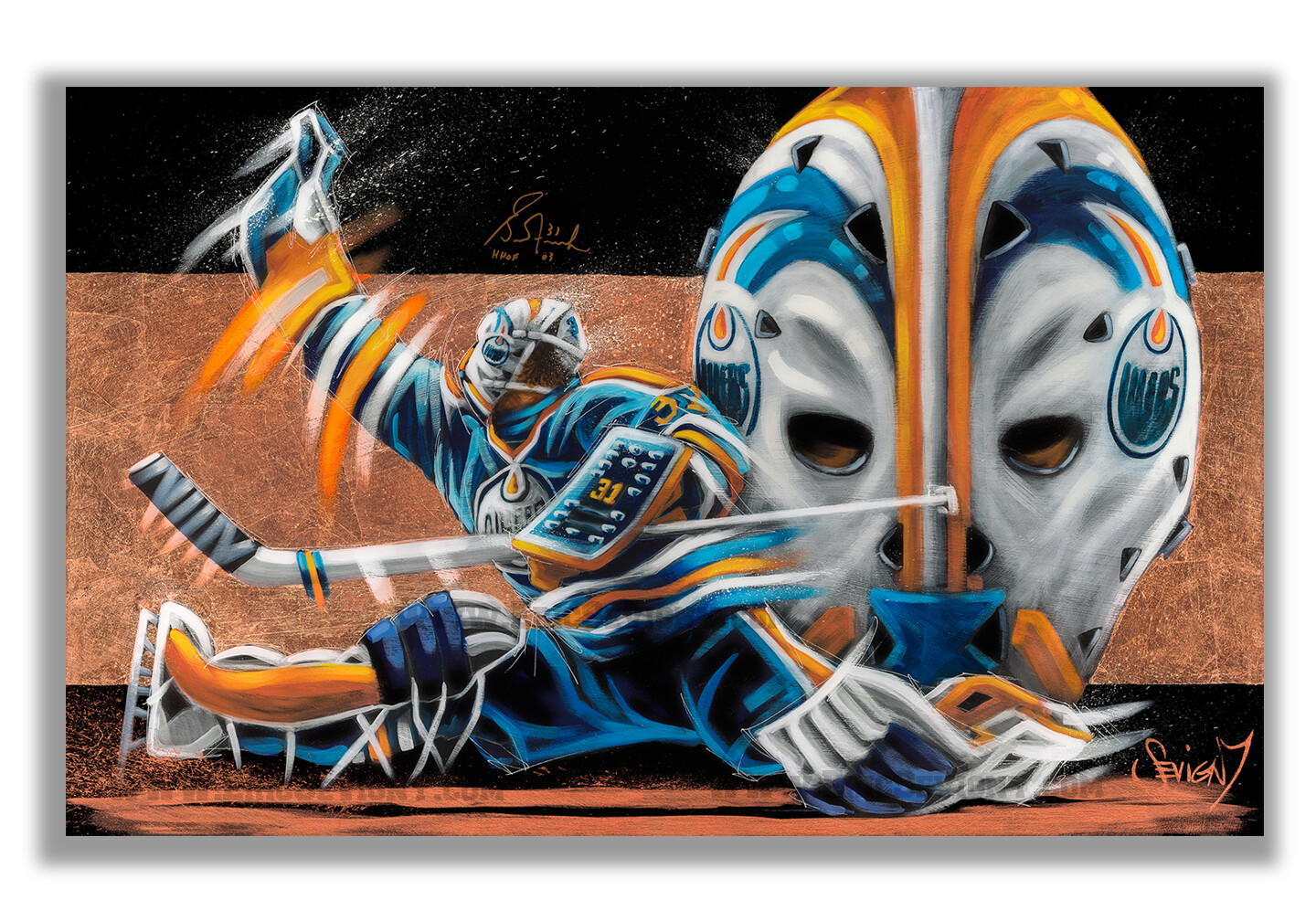 Grant Fuhr, autographed reproduction, by Canadian Artist, Eric Sevigny