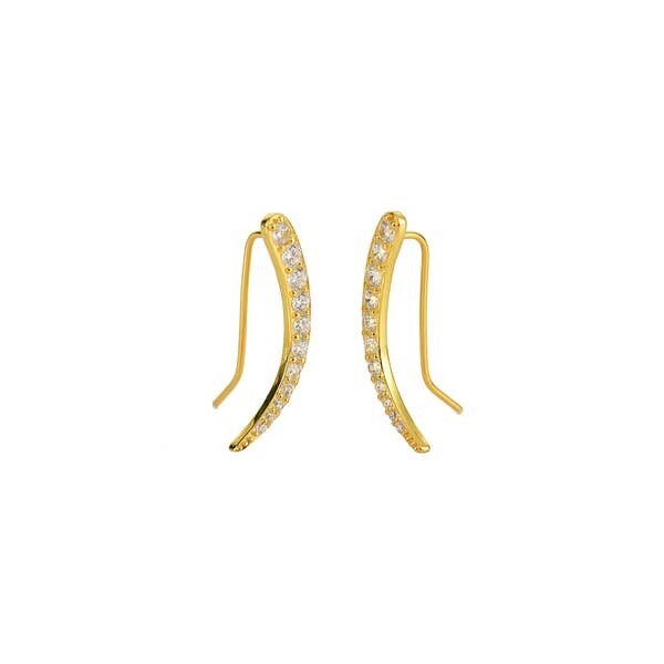 CZ Pave Curve Ear Climbers: 18k gold