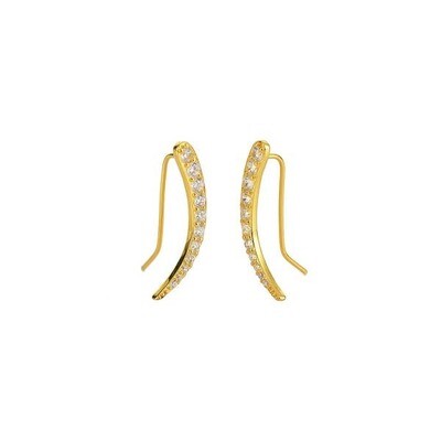 CZ Pave Curve Ear Climbers: 18k gold